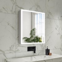 ONLY OPENED - Rectangular Mirrored Wall Cabinet with Double Doors LED Bluetooth & Demister 600x700mm -Ursa 