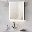 BeBa_27590 Double Door Chrome Bathroom Mirror Cabinet with Lights, Bluetooth Speaker & Demister 600 x 700mm - Ursa