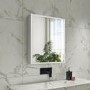 ONLY OPENED - Rectangular Mirrored Wall Cabinet with Double Doors LED Bluetooth & Demister 600x700mm -Ursa 