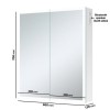Double Door Chrome Mirrored Bathroom Cabinet with Lights Bluetooth &amp; Demister 600 x 700mm - Ursa