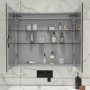 GRADE A2 - Double Door Chrome Mirrored Bathroom Cabinet with Lights Bluetooth & Demister 800 x 700mm - Ursa