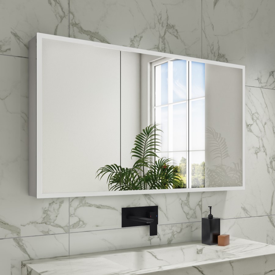 GRADE A1 - Rectangular Mirrored Wall Cabinet with Double Doors LED Bluetooth & Demister 1200x700mm -Ursa  