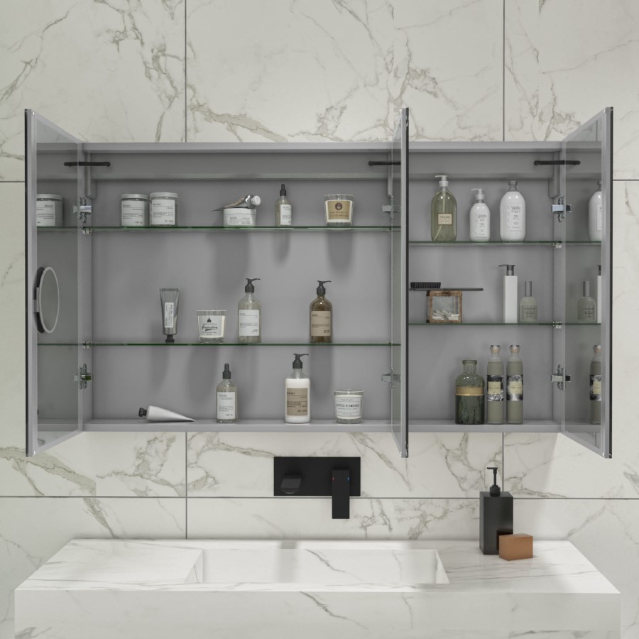 GRADE A1 - Rectangular Mirrored Wall Cabinet with Double Doors LED Bluetooth & Demister 1200x700mm -Ursa  