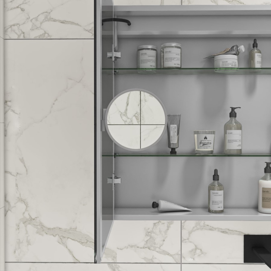 GRADE A1 - Rectangular Mirrored Wall Cabinet with Double Doors LED Bluetooth & Demister 1200x700mm -Ursa  
