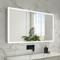 GRADE A1 - Rectangular Mirrored Wall Cabinet with Double Doors LED Bluetooth & Demister 1200x700mm -Ursa  