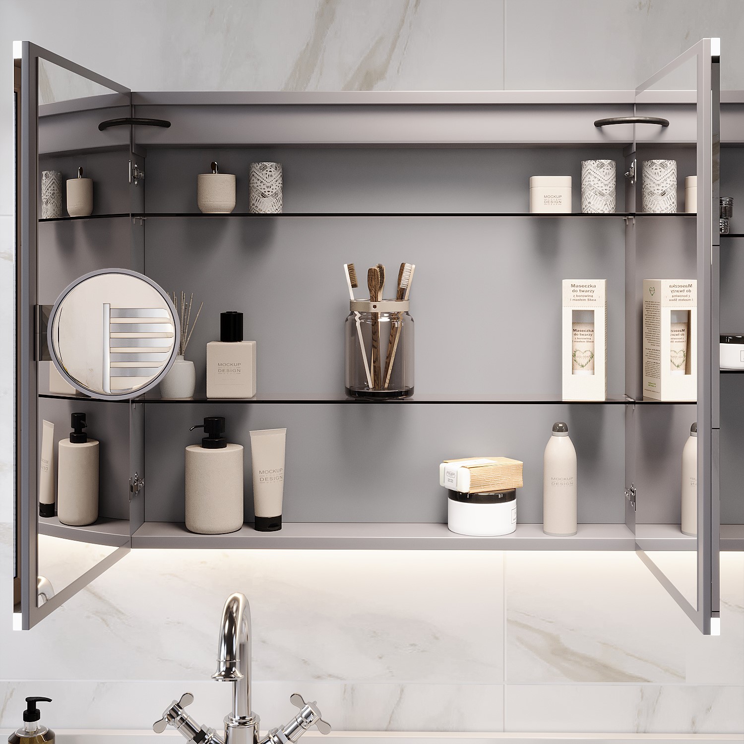 GAOLINE Floating Shelves Bathroom, 3+2 Wall Mounted Bathroom Shelves O