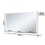 Triple Door Chrome Bathroom Mirror Cabinet with Lights Bluetooth Speaker & Demister 1200 x 700mm - Ursa