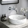 Marble Effect White Round Countertop Basin 390mm - Lorano