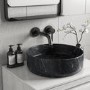ONLY OPENED - Marble Effect Black Round Countertop Basin 390mm - Lorano