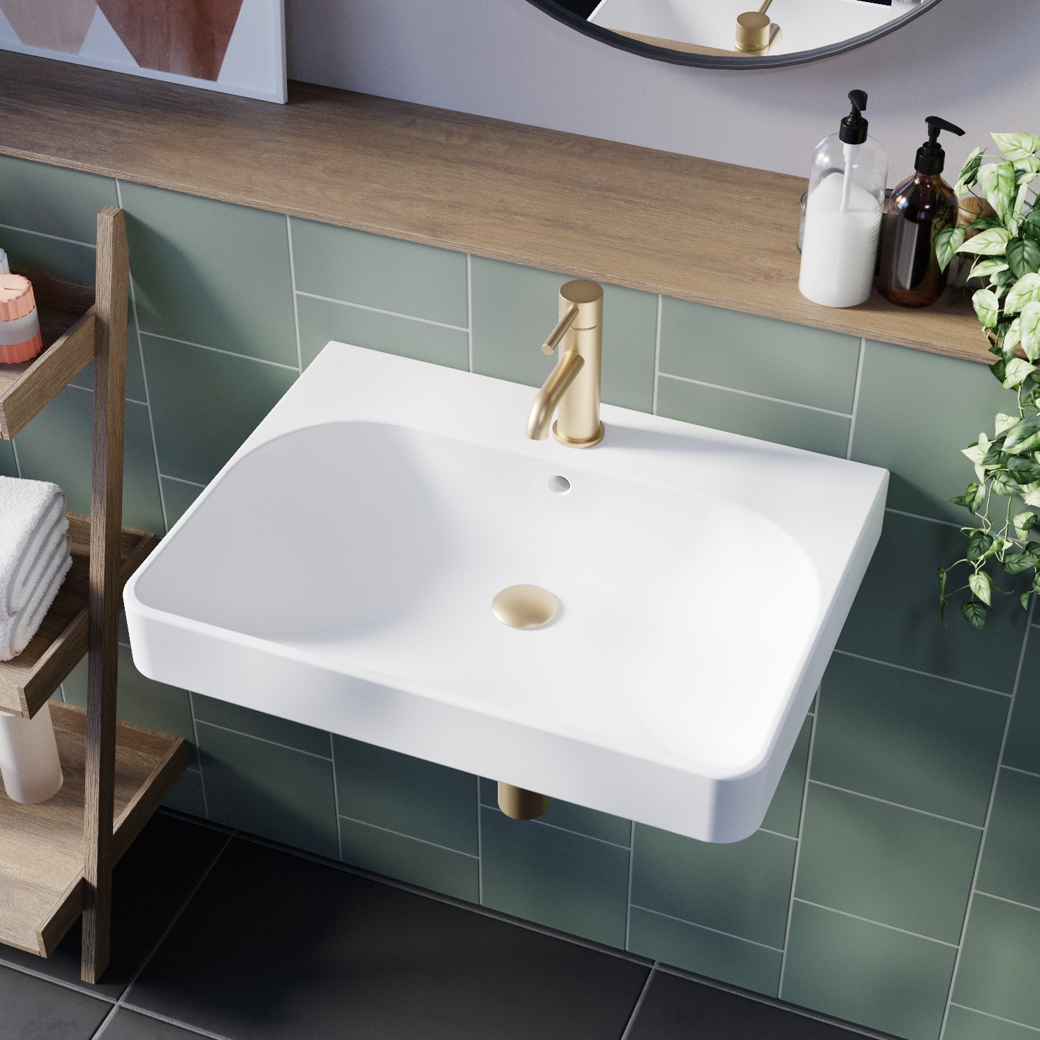 Basin Rouded GRADE A1 - Square Wall Hung Basin 600mm - Andros - Better Bathrooms