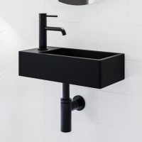 Cloakroom Black Wall Hung Basin Left Hand 405mm - Detroit Cloakroom Black Wall Hung Basin Left Hand 405mm - Detroit