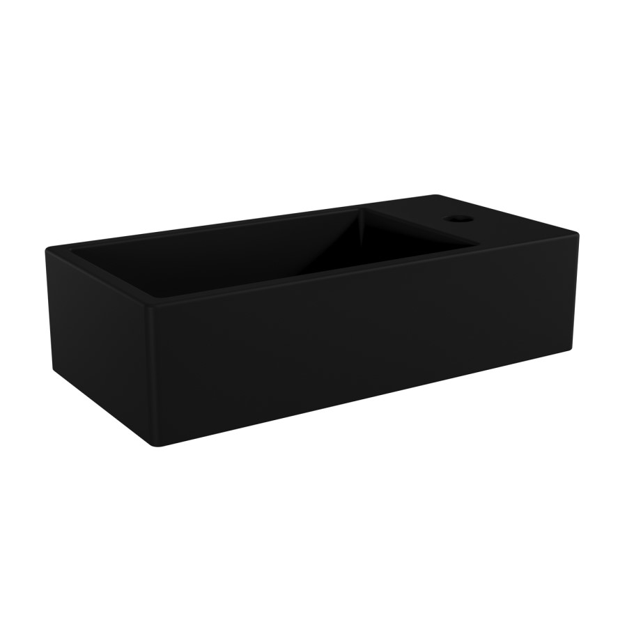 Cloakroom Black Wall Hung Basin Right Hand 405mm - Detroit