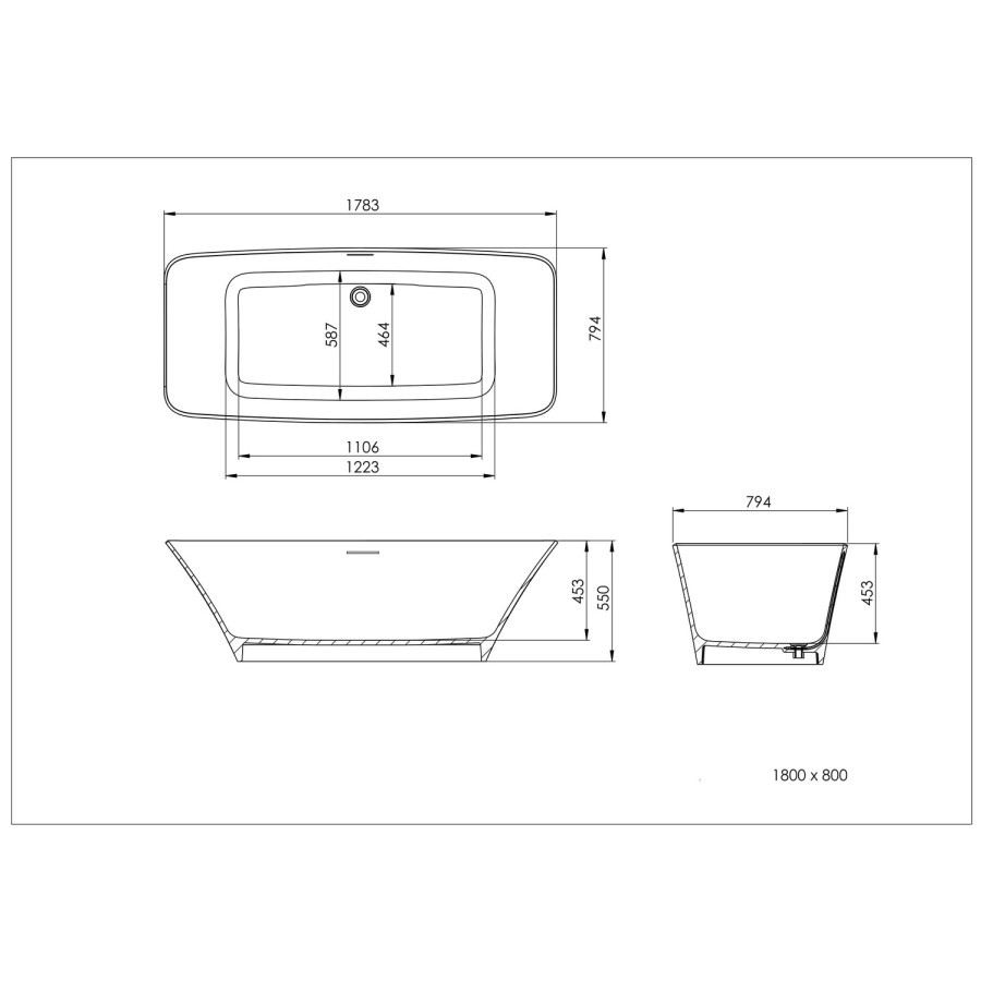 Freestanding Double Ended Solid Surface Bath 1800 x 800mm - Marino