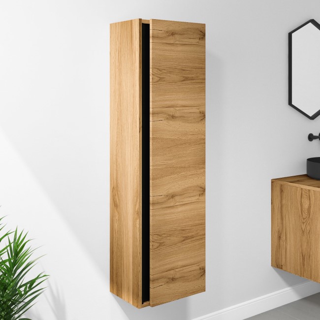 Wood Effect Wall Mounted Tall Bathroom 420mm Roxbi Better