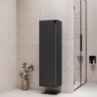 GRADE A2 - Grey Wall Mounted Tall Bathroom Cabinet 400mm - Roxbi GRADE A2 - Grey Wall Mounted Tall Bathroom Cabinet 400mm - Roxbi