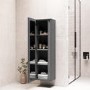 Single Door Grey Wall Mounted Tall Bathroom Cabinet 400 x 1380mm - Roxbi