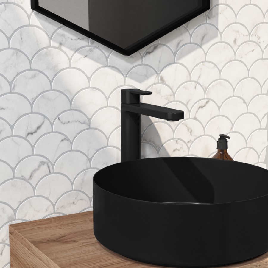 Tall Black Mono Basin Mixer Tap - Zorah