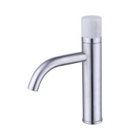 Brushed Chrome Mono Basin Mixer Tap with Marble Handle - Lorano Brushed Chrome Mono Basin Mixer Tap with Marble Handle - Lorano