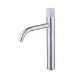 Tall Brushed Chrome Mono Basin Mixer Tap with Marble Handle - Lorano