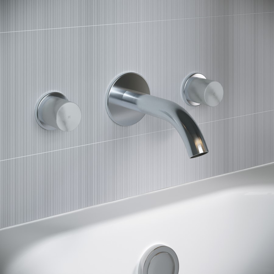 ONLY OPENED - Chrome Wall Mounted Bath Mixer Tap with Marble Handle - Lorano