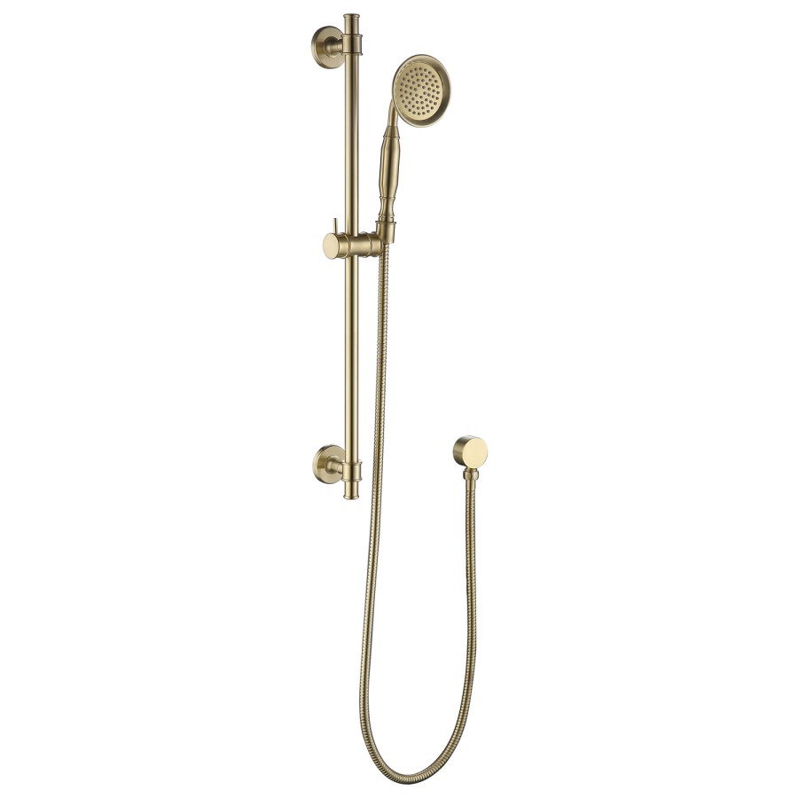 Brushed Brass Adjustable Height Slide Rail Kit with Hand Shower - Camden