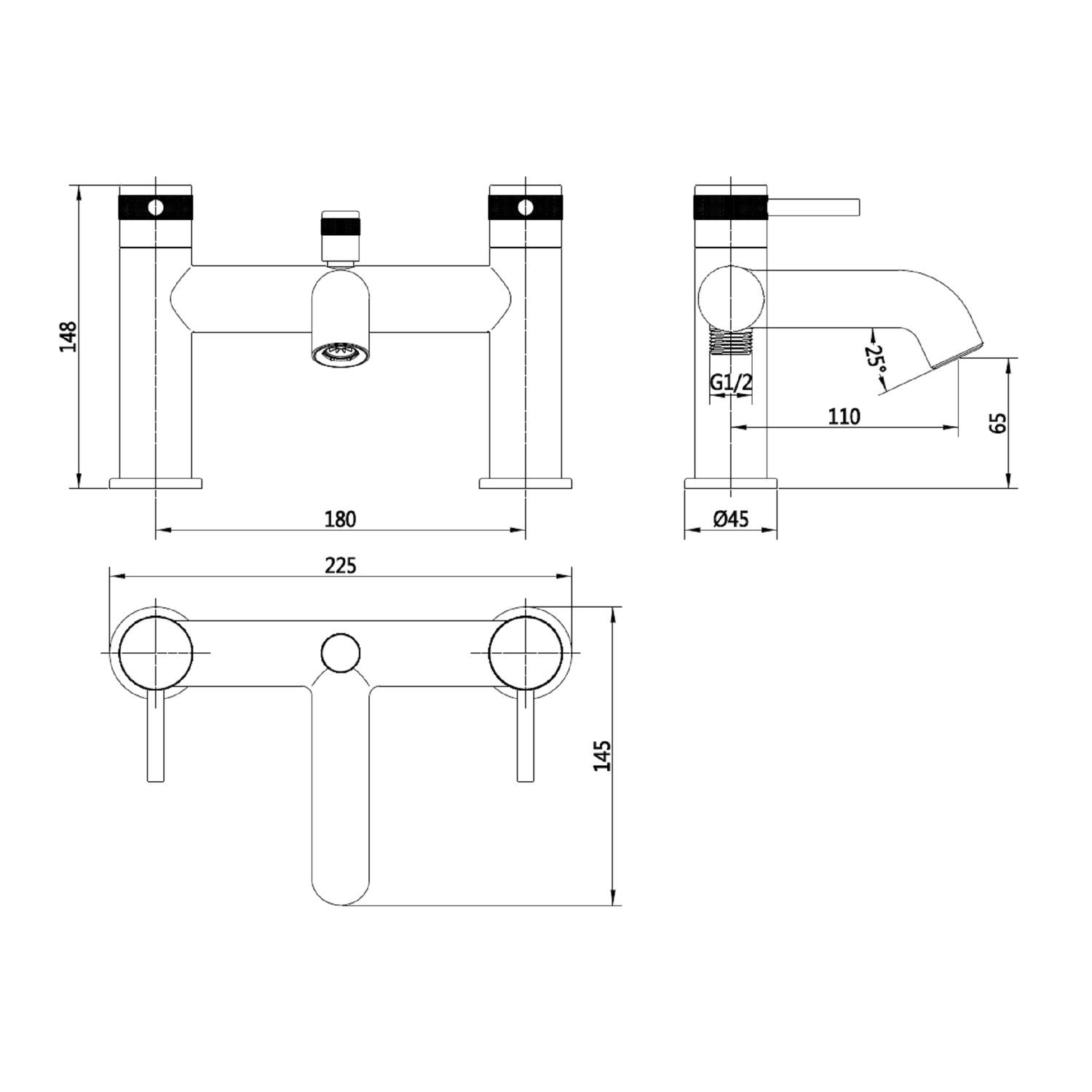 GRADE A2 Gunmetal Bath Shower Mixer Tap Axel Better Bathrooms