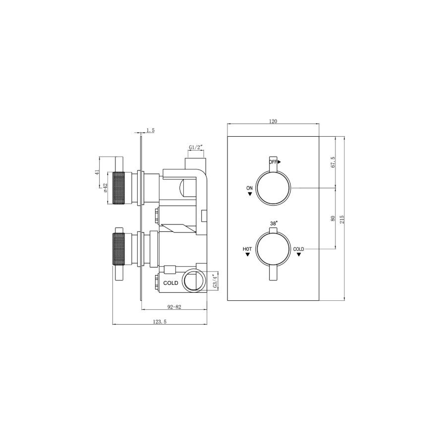 Axel Concealed Shower Valve - 1 Outlet - Chrome