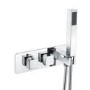 Chrome 2 Outlet Concealed Thermostatic Shower Valve with Hand Shower - Cube