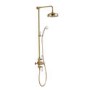 Brushed Brass Traditional Thermostatic Mixer Shower with Round Overhead & Hand Shower - Camden