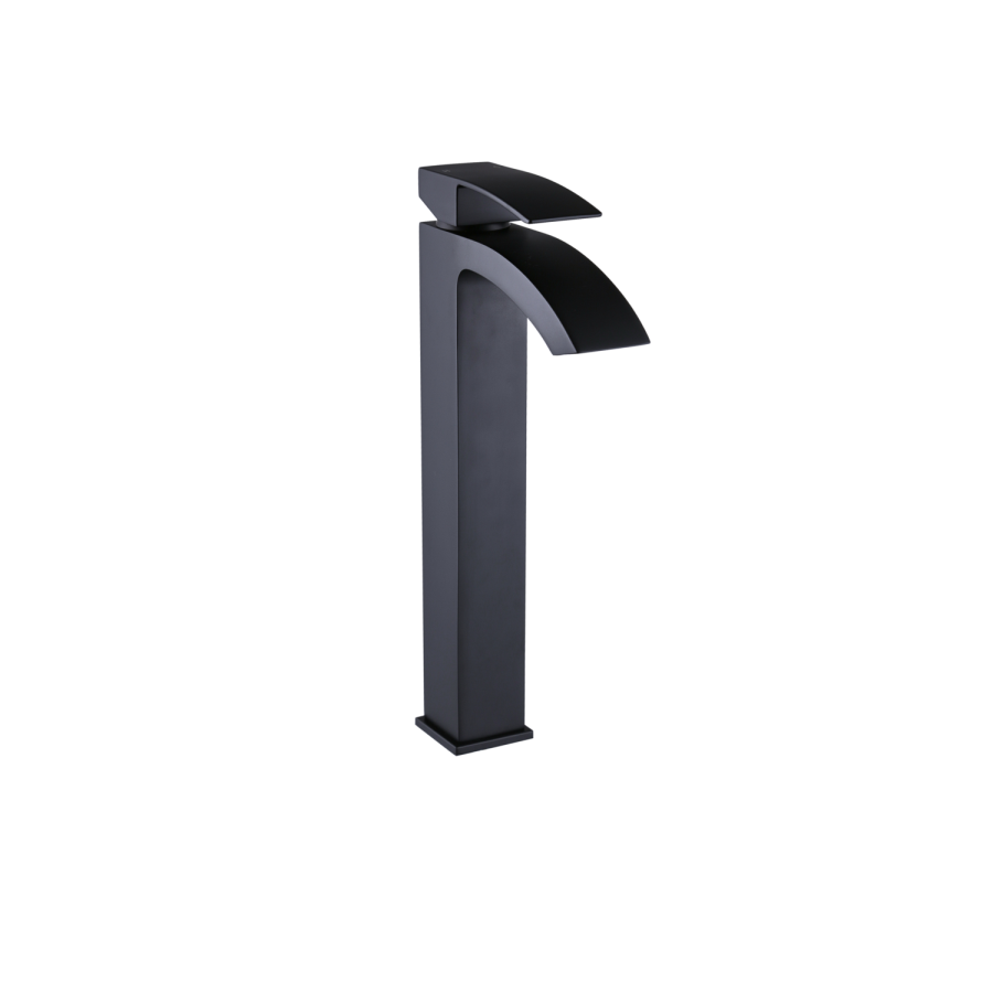 GRADE A2 - Tall Black Mono Basin Mixer Tap - Wave