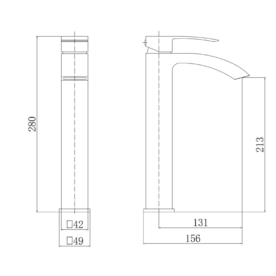 GRADE A2 - Tall Black Mono Basin Mixer Tap - Wave