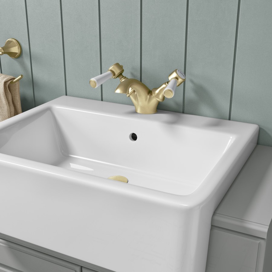 GRADE A1 - Gold Basin Mixer Tap - Helston