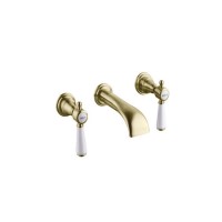 GRADE A2 - Wall Mounted Gold Basin Mixer Tap - Helston