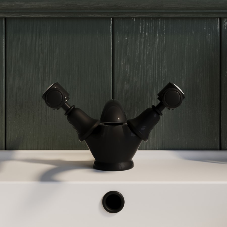 GRADE A1 - Black Basin Mixer Tap - Helston