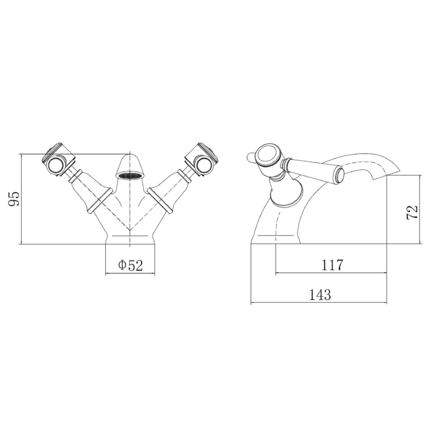 GRADE A2 - Black Basin Mixer Tap - Helston