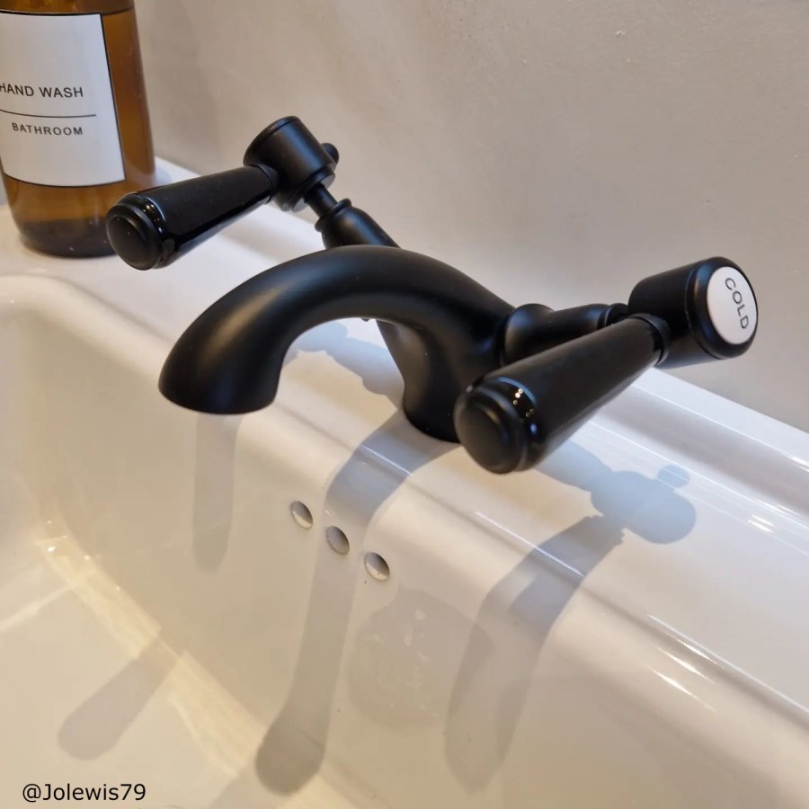 GRADE A2 - Black Basin Mixer Tap - Helston