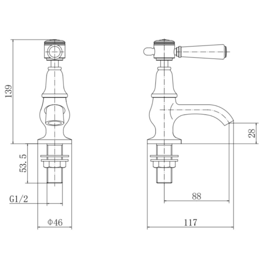 Black Basin Pillar Taps - Helston
