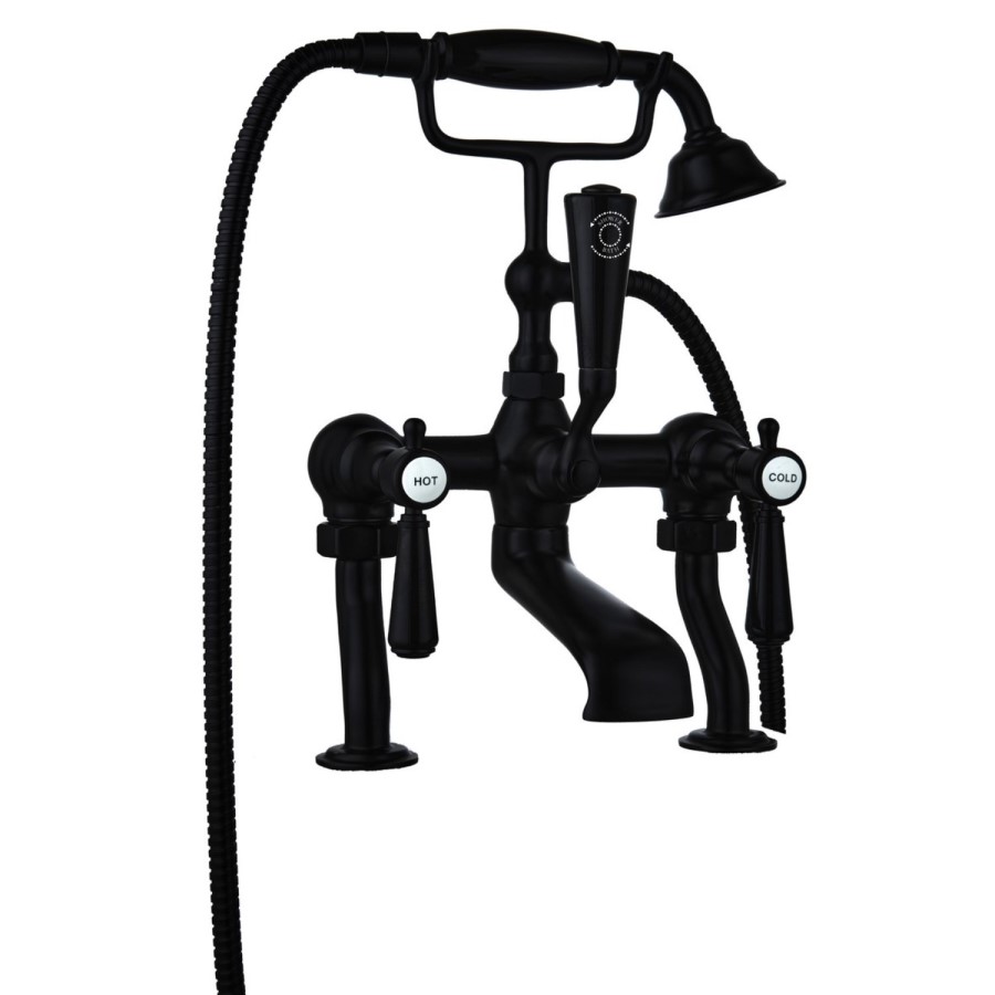 GRADE A2 - Black Bath Shower Mixer Tap - Helston