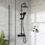 ONLY OPENED - Black Thermostatic Mixer Bar Shower with Round Overhead & Handset - Arissa