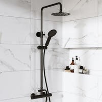 Arissa Black Round Thermostatic Mixer Shower Set with Exposed Valve
