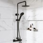 Black Thermostatic Bar Mixer Shower Set with Slide Rail Kit & Hand Shower - Arissa