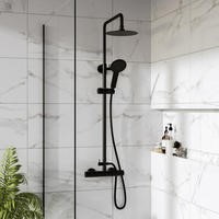 Arissa Black Round Thermostatic Mixer Shower Set with Exposed Valve