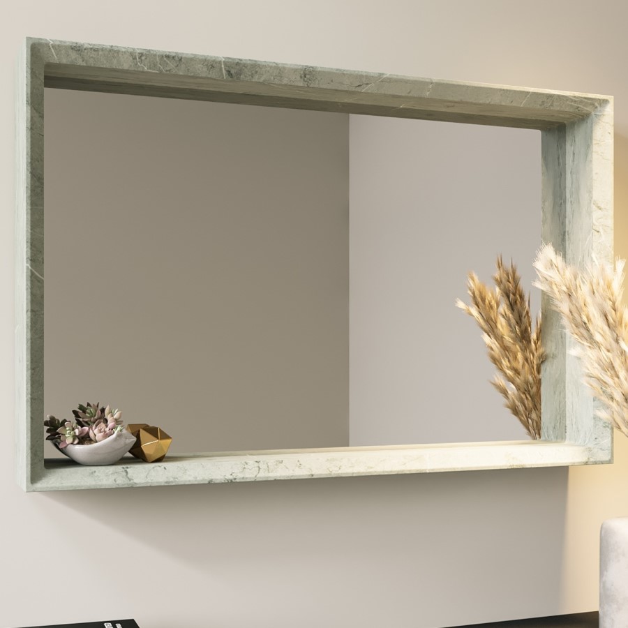 Rectangular Concrete Effect Bathroom Mirror 700 x 450mm - Arragon