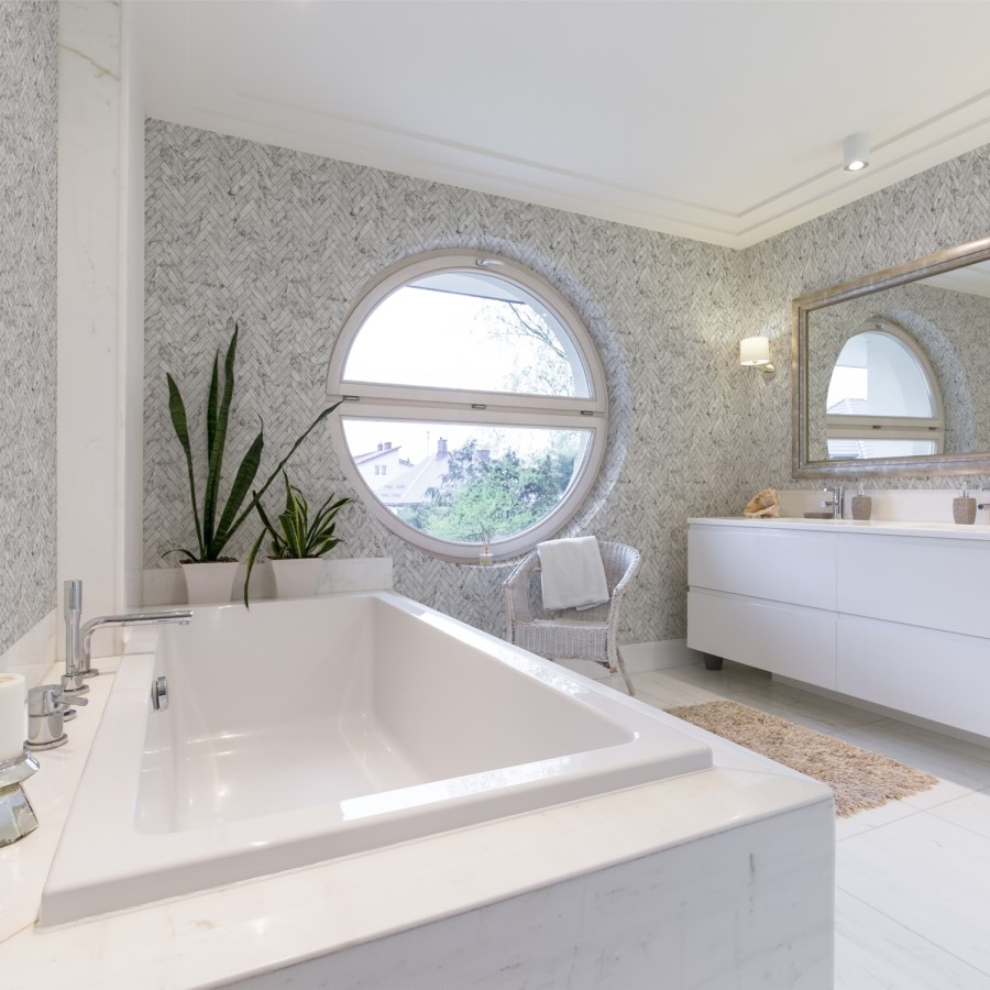 White Marble Chevron Wallpaper - Contour Antibac