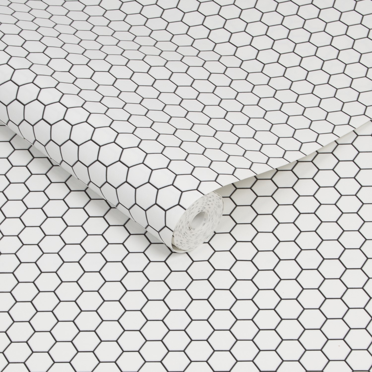 White Hexagon Lattice Wallpaper - Contour Antibac - Better Bathrooms