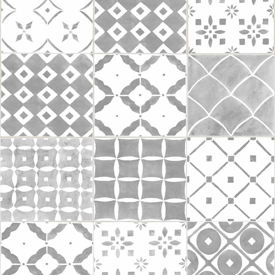 Grey Moroccan Tile Wallpaper - Contour