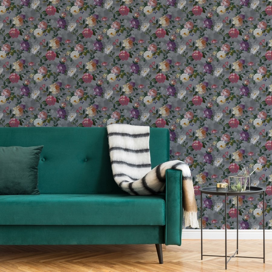 Grey Floral Wallpaper - Easy Superfresco