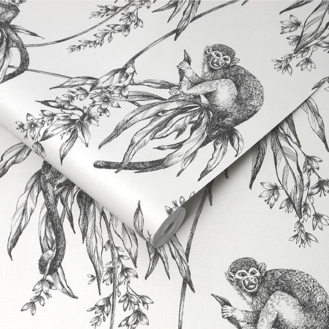 Grey Saimiri Monkey Print Wallpaper - Easy Superfresco