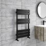 GRADE A1 - Black Heated Towel Rail Radiator 800 x 450mm - Tundra