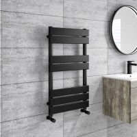 GRADE A1 - Black Heated Towel Rail Radiator 800 x 450mm - Tundra
